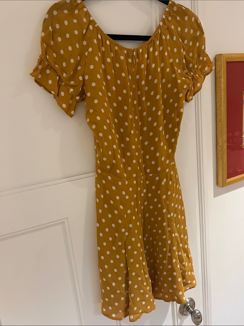 Reformation Mustard Polka Dot Mini Dress - Picture 4 of 4